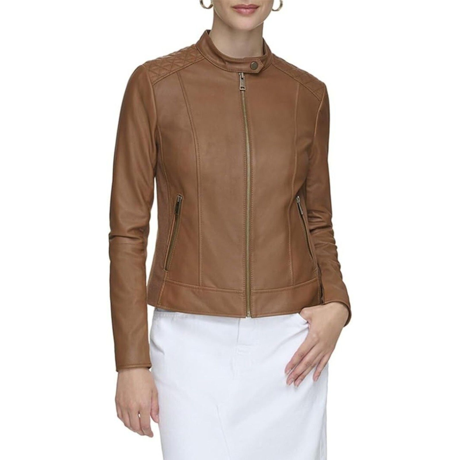Marc New York Glenbrook Feather Leather Coat, Small